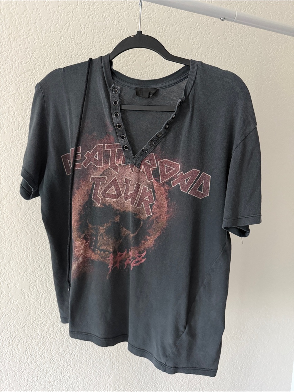 Topshop Women’s Black Graphic Henley Tour Shirt